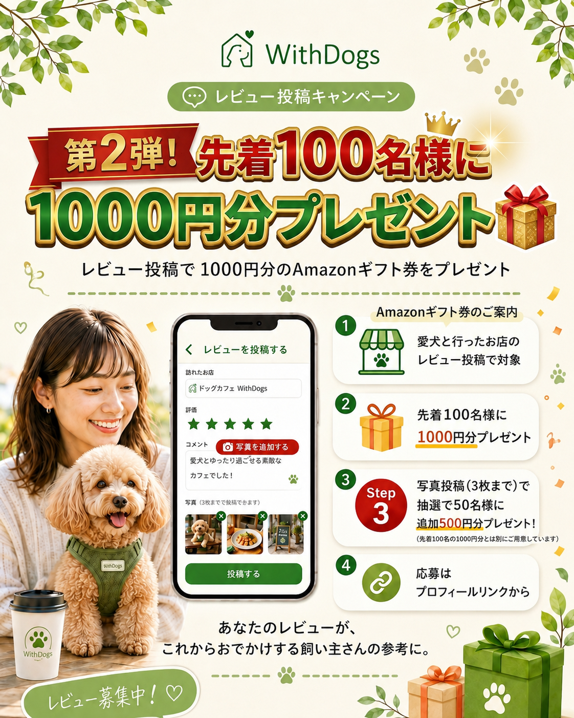 レビュー投稿キャンペーン 先着200名様限定 Amazonギフト券500円分プレゼント